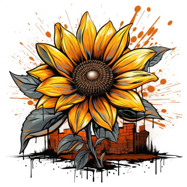 Photo sunflower tshirt design illustration generative ai