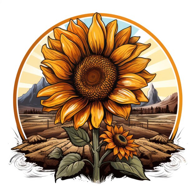 Photo sunflower tshirt design illustration generative ai