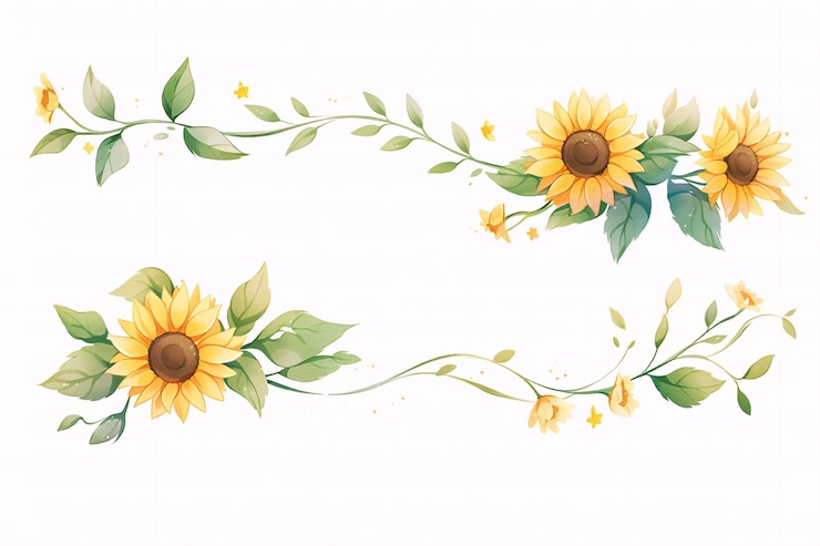 Photo sunflower watercolor border