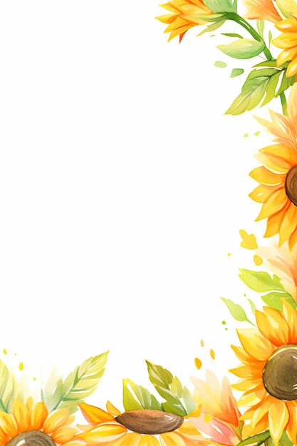 Photo sunflower watercolor border