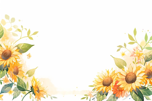 Sunflower Watercolor Border