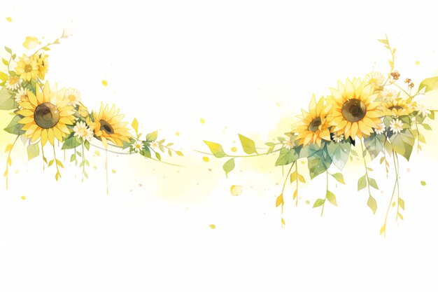 Sunflower Watercolor Border