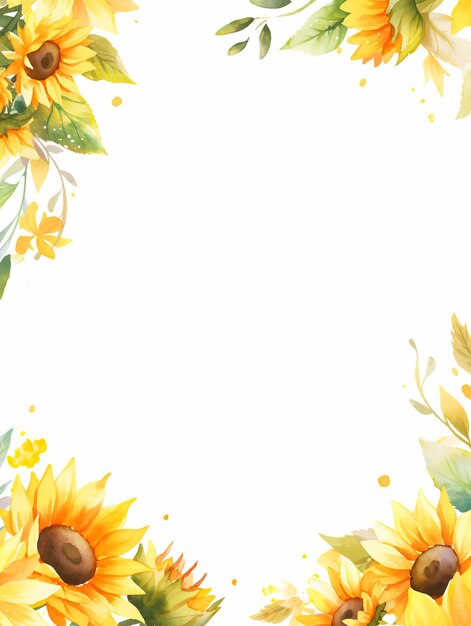 Sunflower Watercolor Border