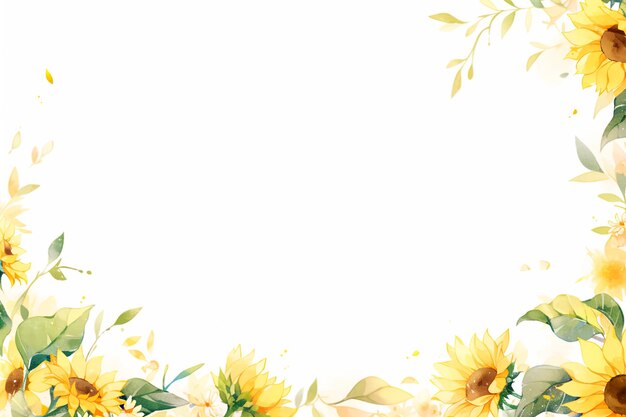Photo sunflower watercolor border