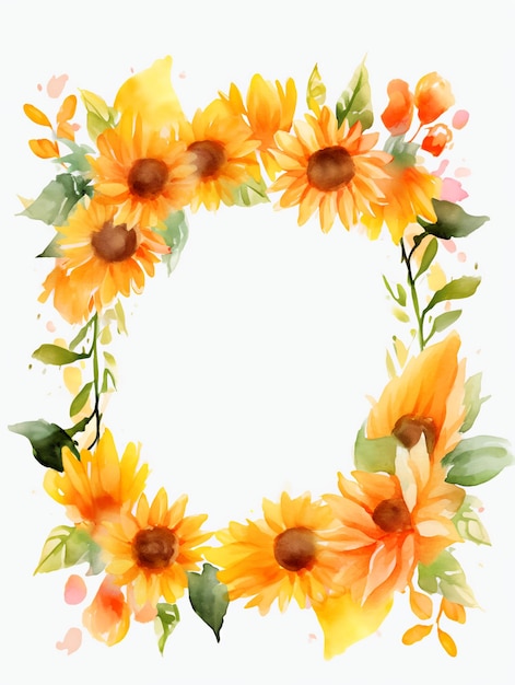 Sunflower Watercolor Border