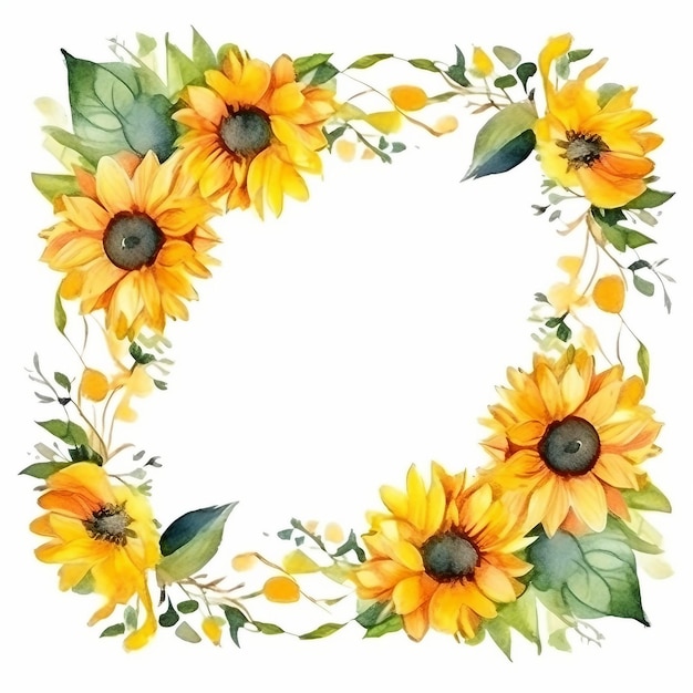 Photo sunflower watercolor frame