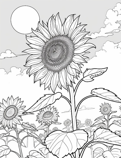 Photo a sunflower with a bird in the background