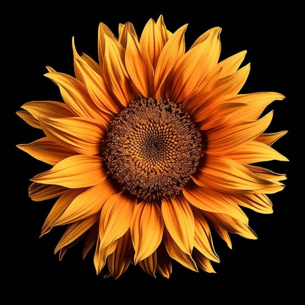 A sunflower with a black background