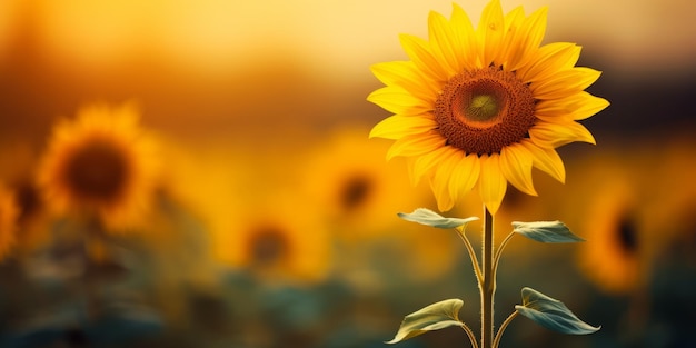 a sunflower with a blur background