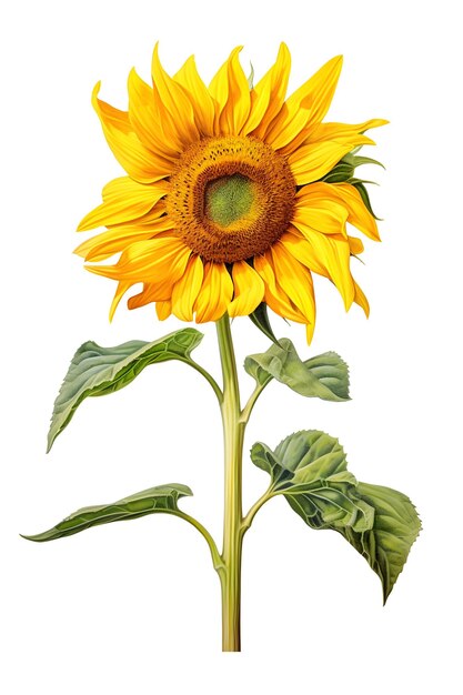 Photo a sunflower with green leaves