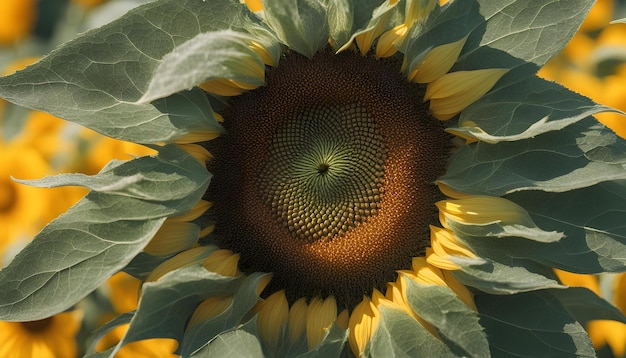 Photo a sunflower with a heart shaped center