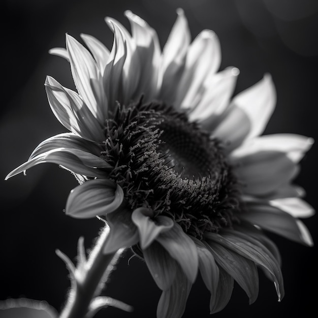 Foto un girasole con un grande centro bianco e un grande centro nero.