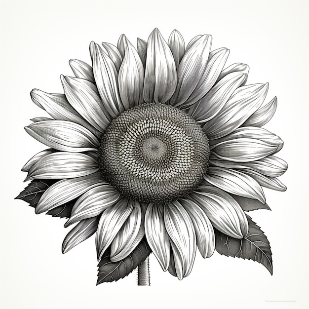 a sunflower with leaves and leaves on it generative ai