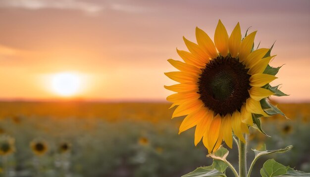 a sunflower with the sun setting behind it