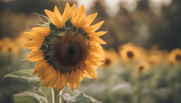 a sunflower with the sun shining on it