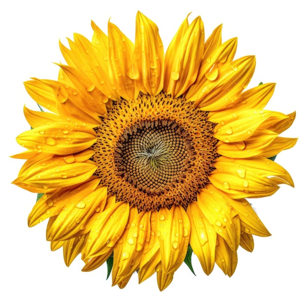 A sunflower with water drops on it