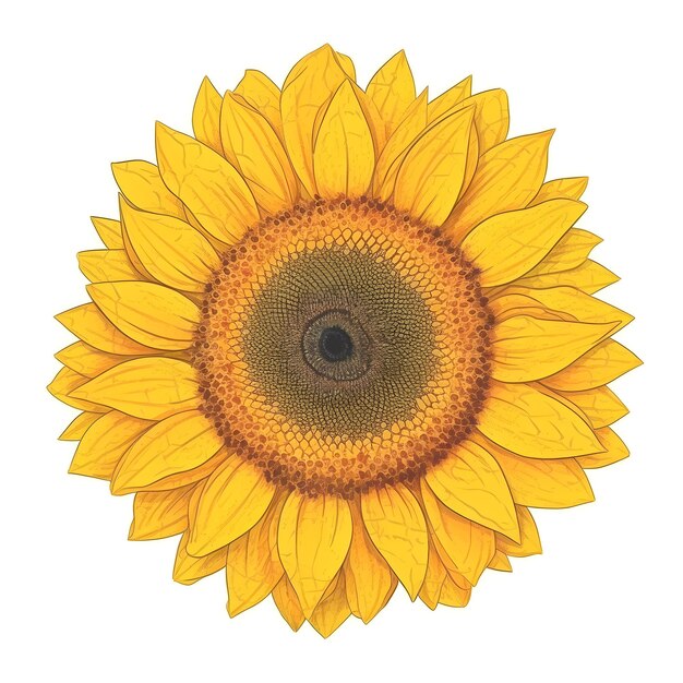 A sunflower with yellow petals and a black eye.