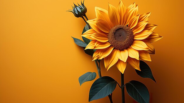 Sunflower on a yellow background