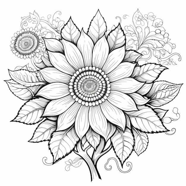 Краска для раскрашивания Sunflower Zen Intricate Zentangle Вдохновленная подсолнухами