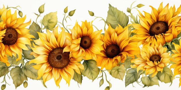 sunflowers are painted in yellow and green.