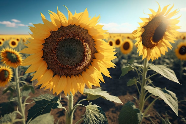 Sunflowers background Generative AI