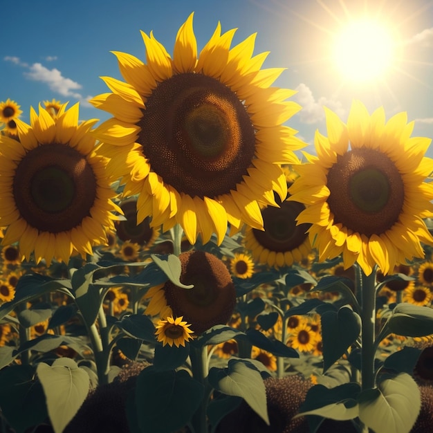 Sunflowers Basking Boldly