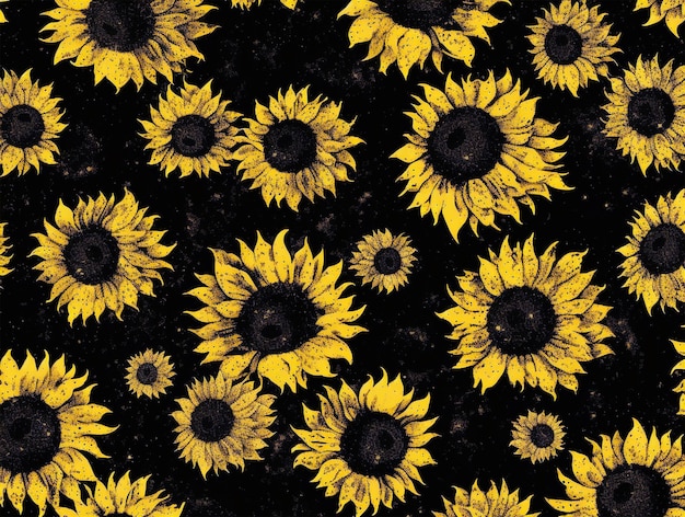 Sunflowers on a black background generated by AI