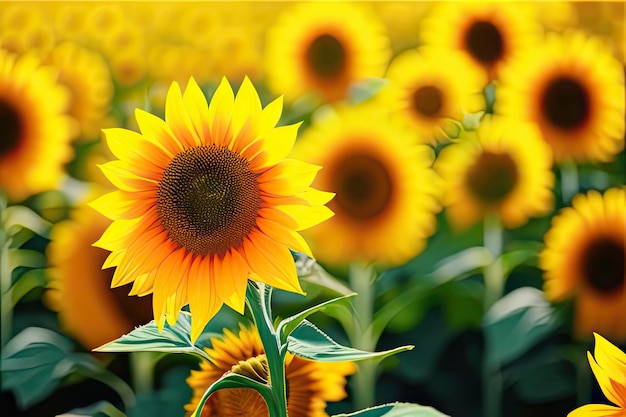 Sunflowers blooming in the field