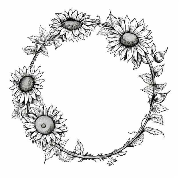 Photo sunflowers in a circle generative ai