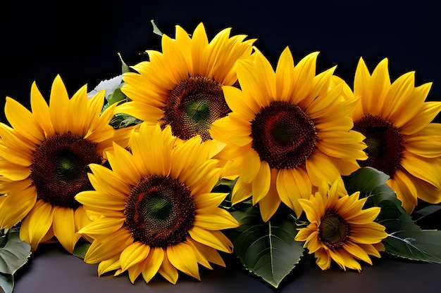 Sunflowers on dark background