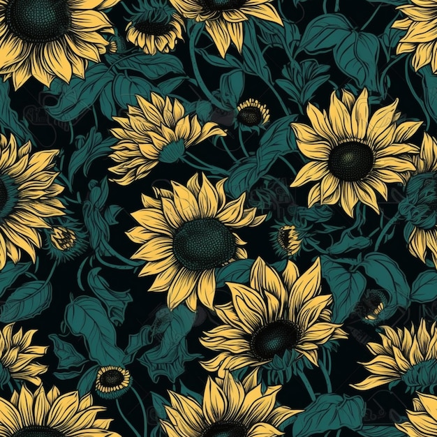 Sunflowers on a dark background.