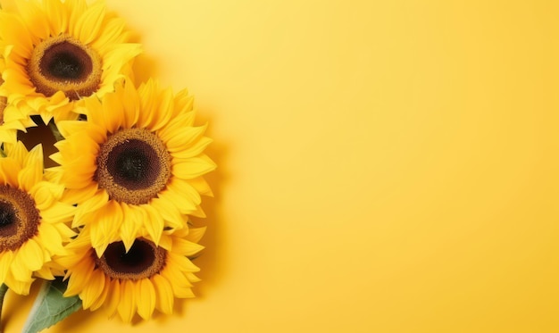 Sunflowers exuding vitality and joy against a matching yellow backdrop AI Generative
