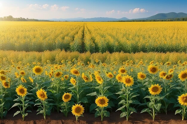 Sunflowers field nature background Copy space for your text