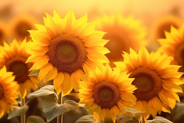 Sunflowers in a field of sunflowers