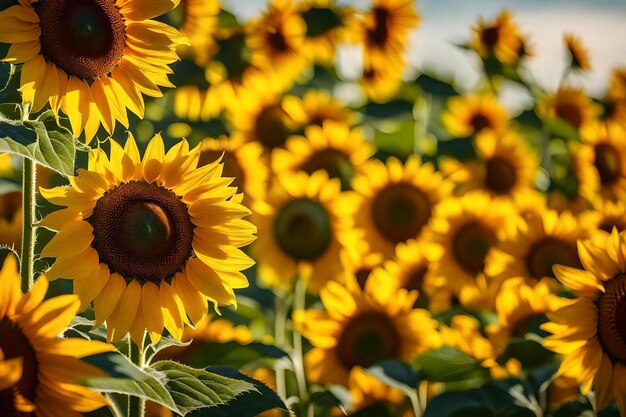 Sunflowers in a field of sunflowers
