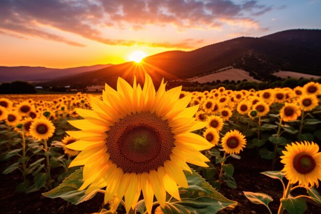 A sunflowers in a field