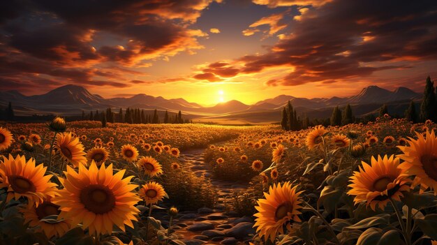 Sunflowers landscape