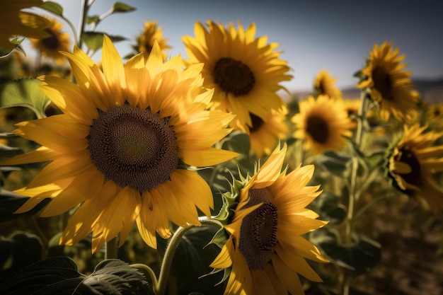 Sunflowers in motion AI generated