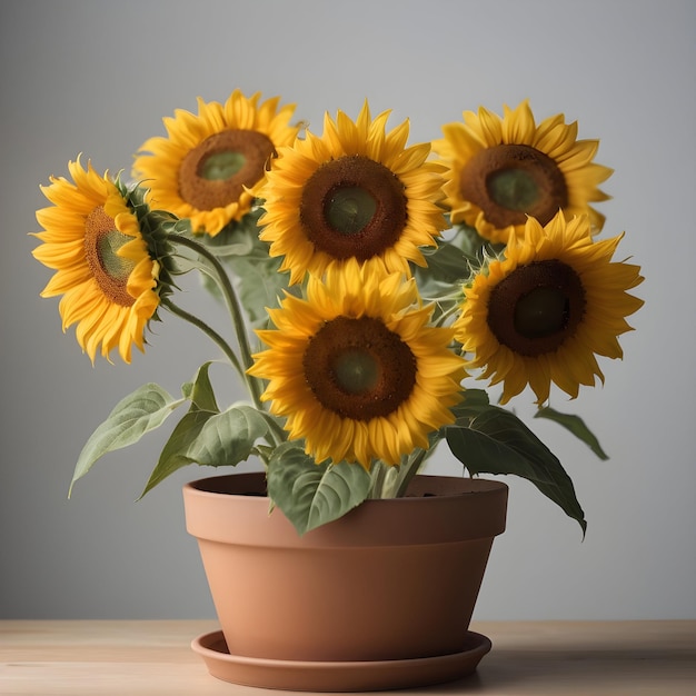 Sunflowers in a pot