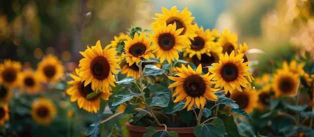 Sunflowers in a pot