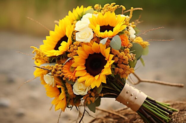 Photo sunflowers and sunflowers are a symbol of love and happiness.
