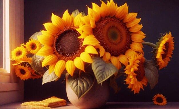 Premium AI Image | sunflowers in vase background
