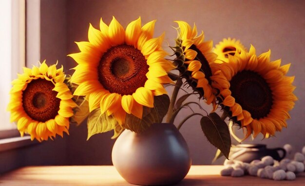 Premium AI Image | sunflowers in vase background