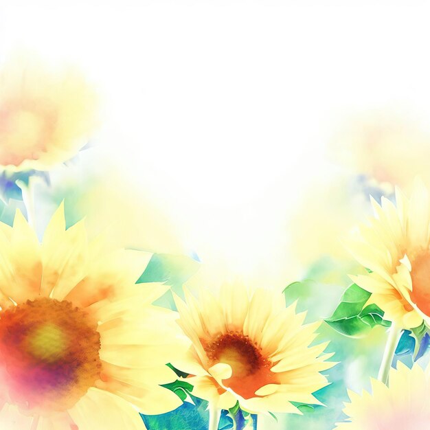 sunflowers in watercolor style blankbright and vibrant with AI