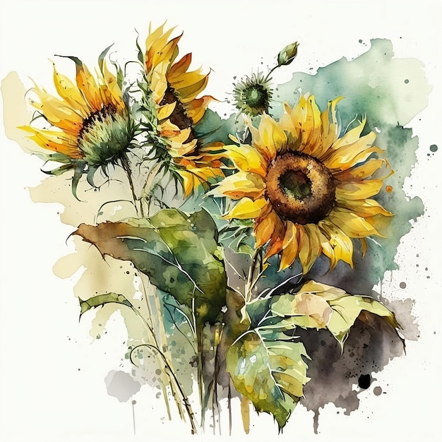 sunflowers watercolour