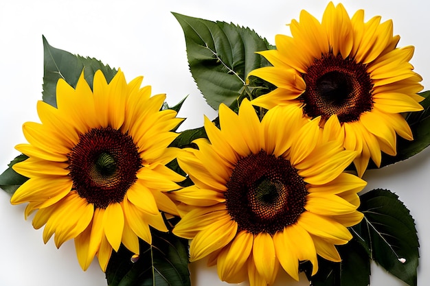 Sunflowers on white background