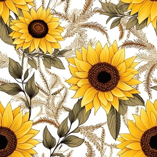 Sunflowers on a white background.