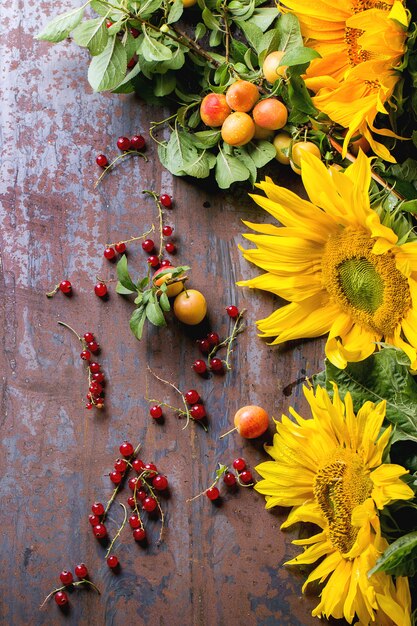 Sunflowers with berries