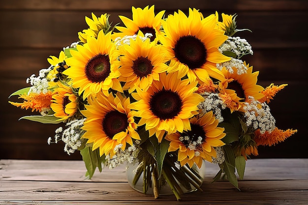 Sunflowers with a bouquet of balloons