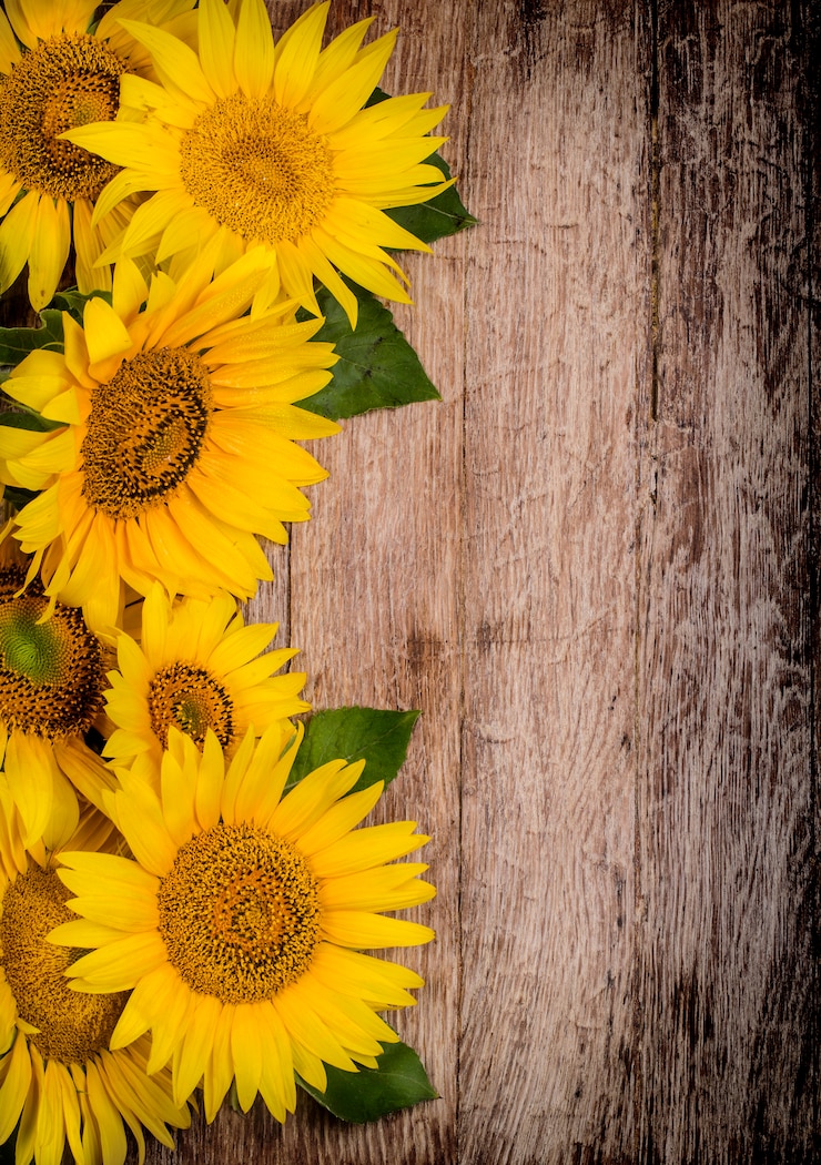 Photo sunflowers on wooden background